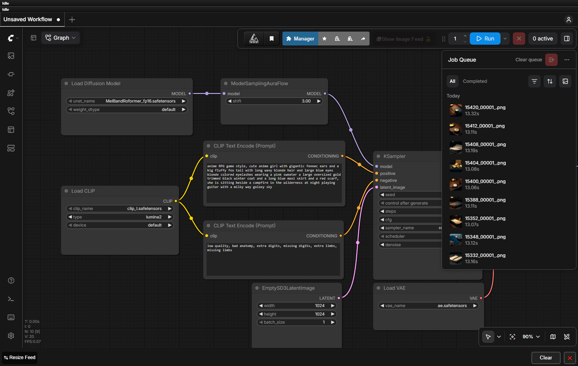 หน้าจอ ComfyUI หลังฟื้นตัวจาก wedge